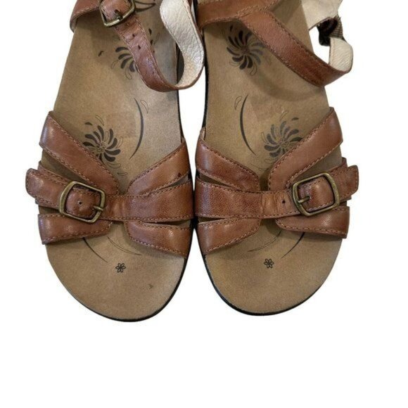 Abeo Bio Sistem Wedge Sandals Women SZ N6 Brown Leather Adjustable Buckle Strap - Picture 11 of 13